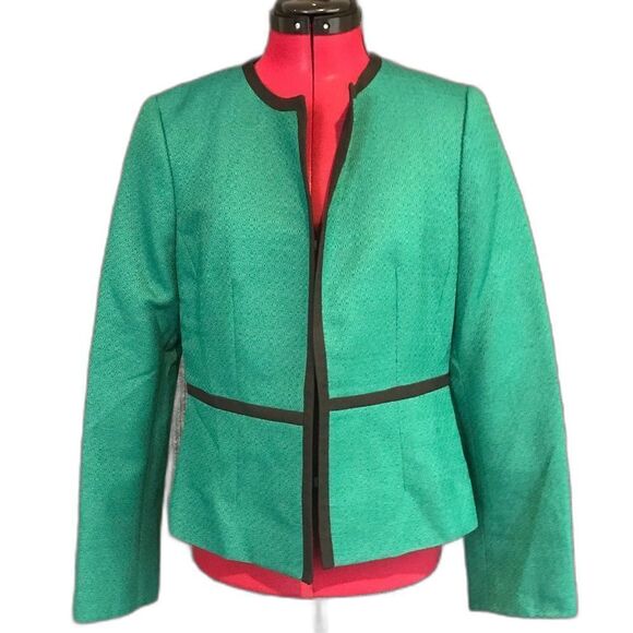 Black Label Evan Picone Blazer Women’s Size 6 Green & Black Open Front - Picture 1 of 7